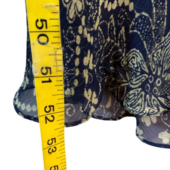 Lauren Ralph Lauren Sheer Floral Maxi Dress Blue & Beige Size 6 100% Silk Button - Picture 15 of 16